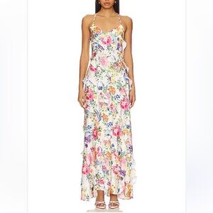 Show Me Your MuMu White Floral Ruffle Maxi Dress